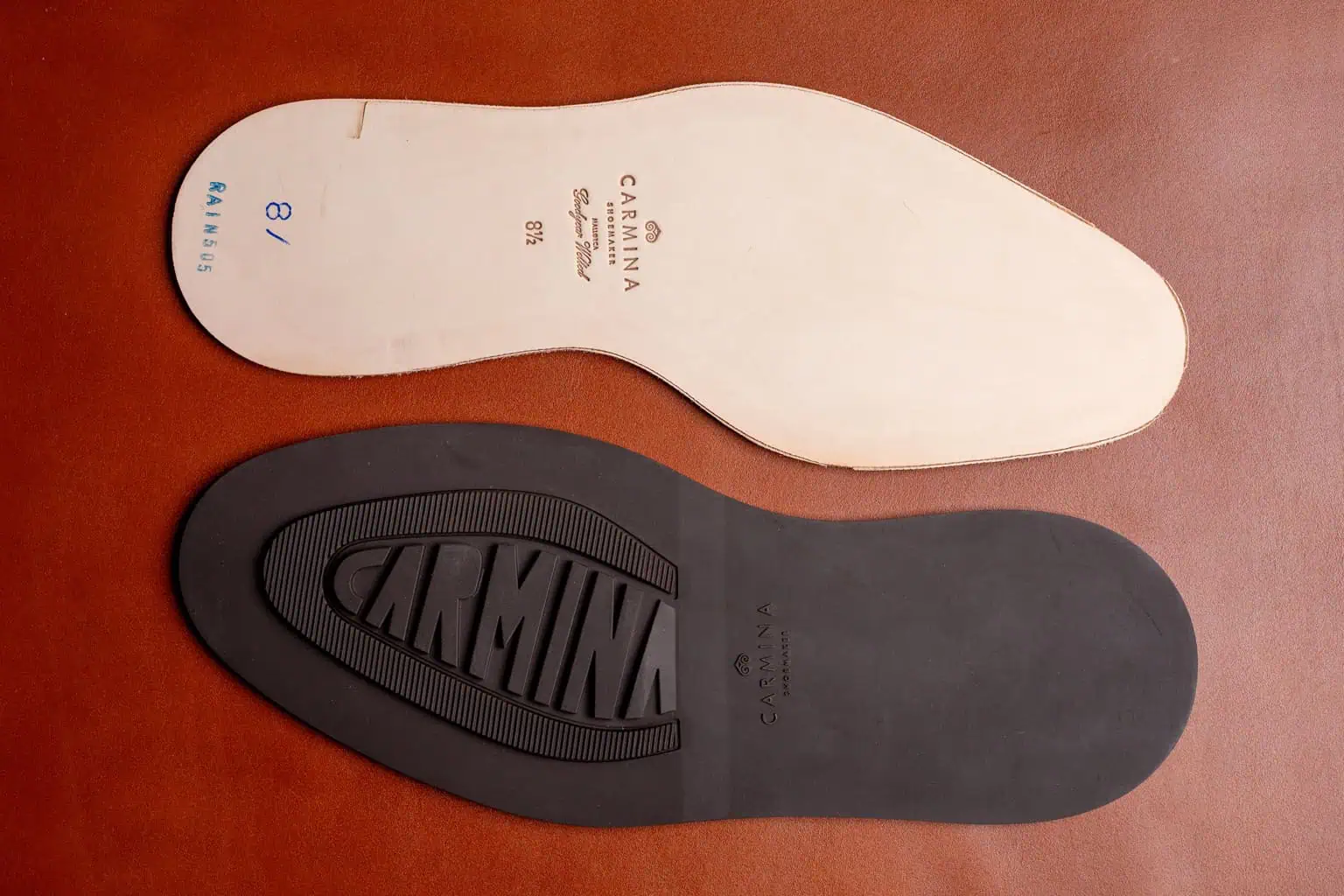 Leather sole and rubber sole by Carmina Shoemaker