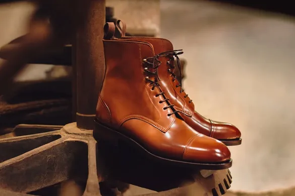 Goodyear-welted leather boots handmade by Carmina Shoemaker