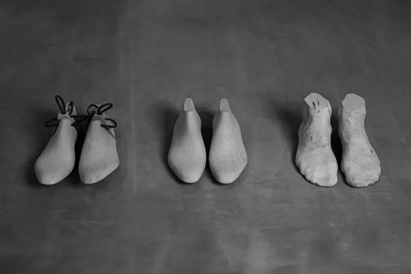 Wooden shoe lasts in the Carmina Shoemaker workshop in Inca, Mallorca